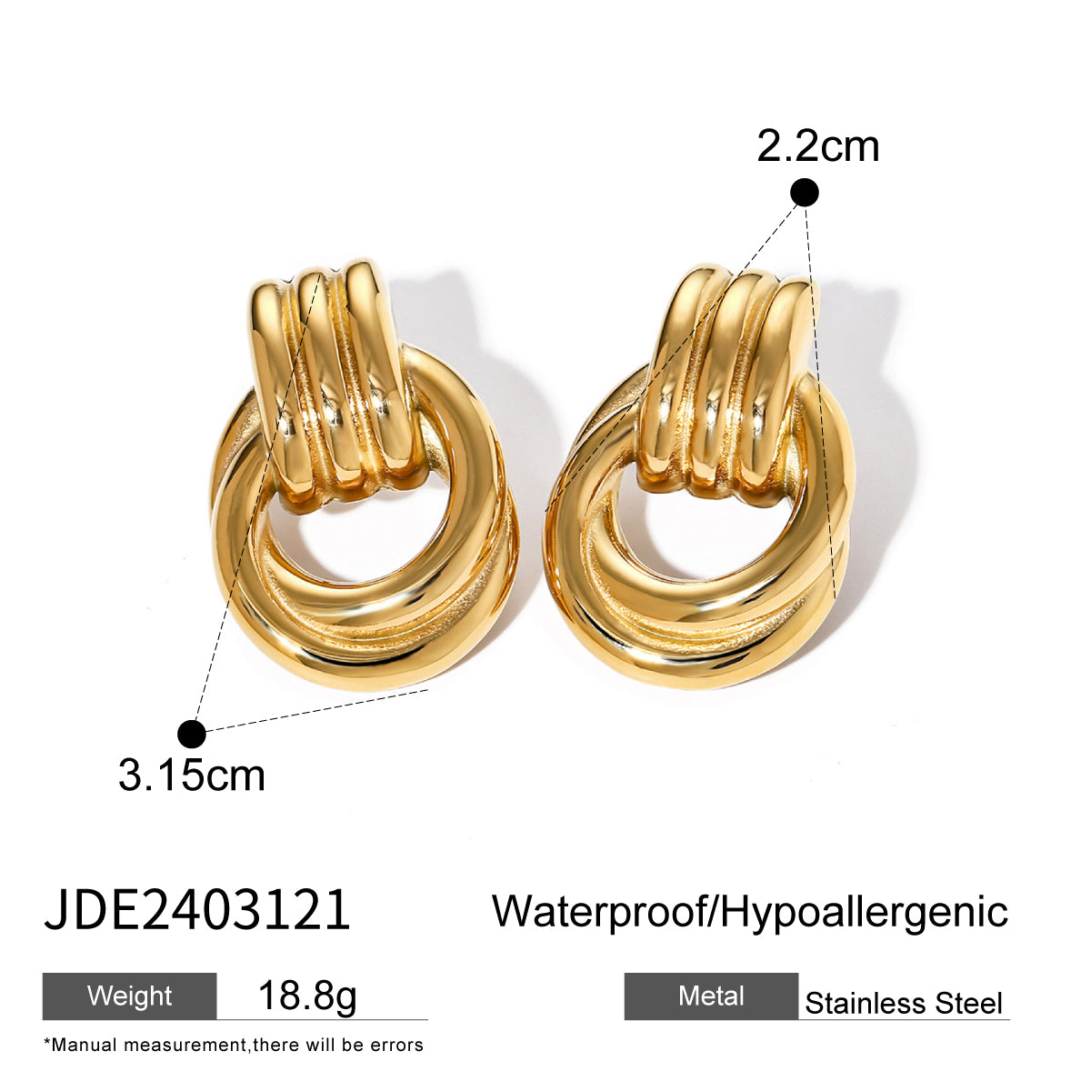 Gold Estella Layered Rope Stud Earrings