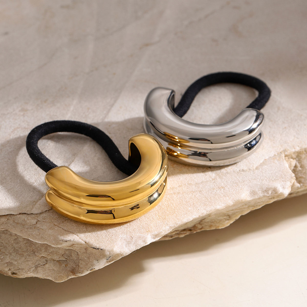 Gold Hana Glossy Double Arch Ponytail Hair Band
