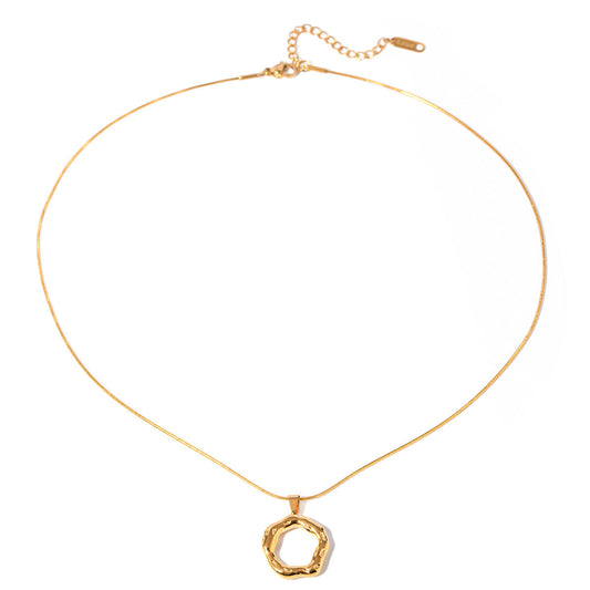Natividad Textured Round Pendant Necklace