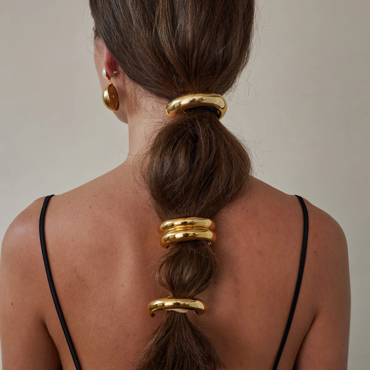 Gold Hana Glossy Double Arch Ponytail Hair Band