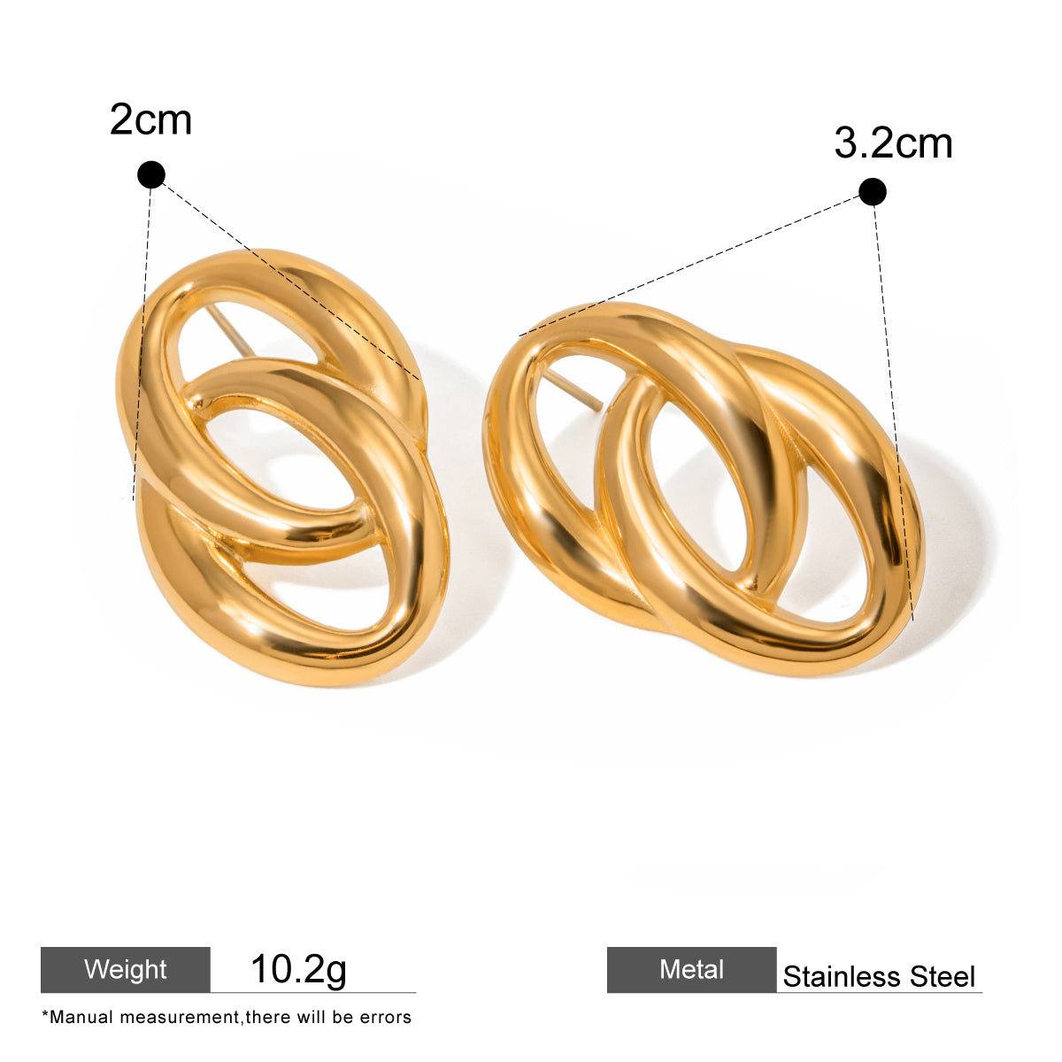 Elsa Plated Round Interlocking Stud Earrings