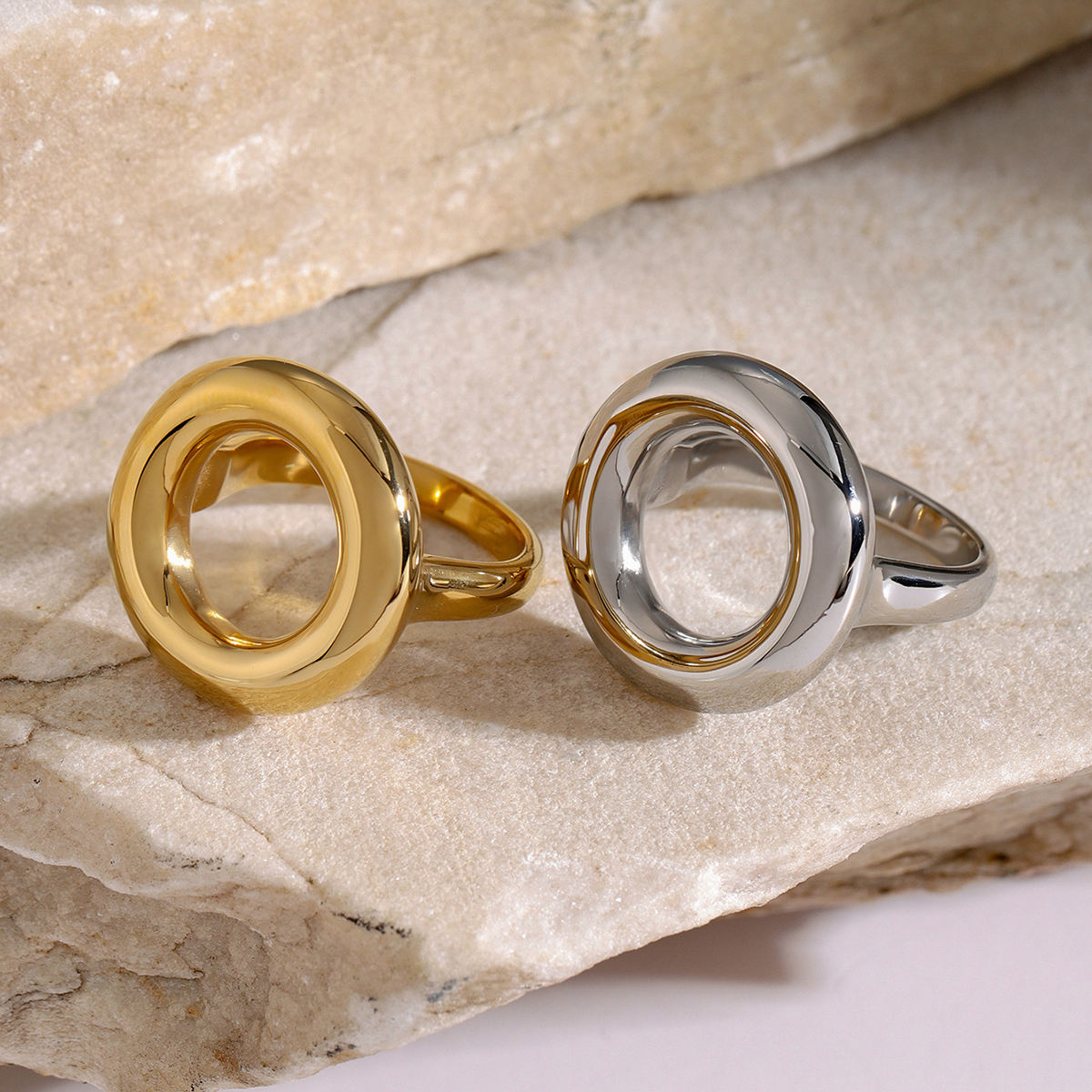 Silver Roxanne Chunky Hoop Ring