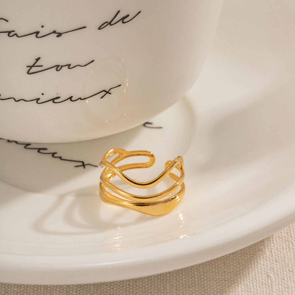 Rosanna Multi-layer Ripple Open Ring