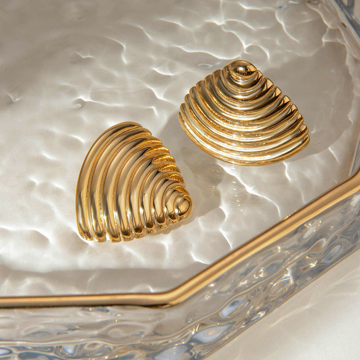 Evelyn Half SeaShell Triangle Stud Earrings