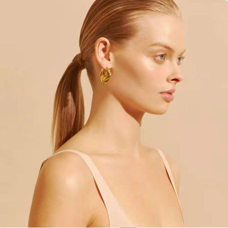 Elena Hoop Earrings (Chunky Round Twisted)
