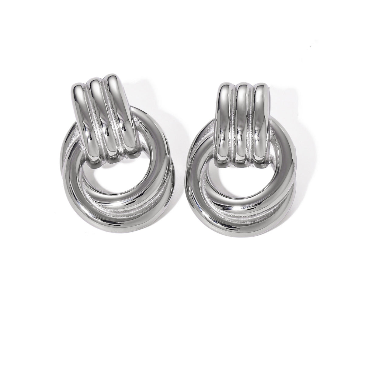 Silver Estella Layered Rope Stud Earrings