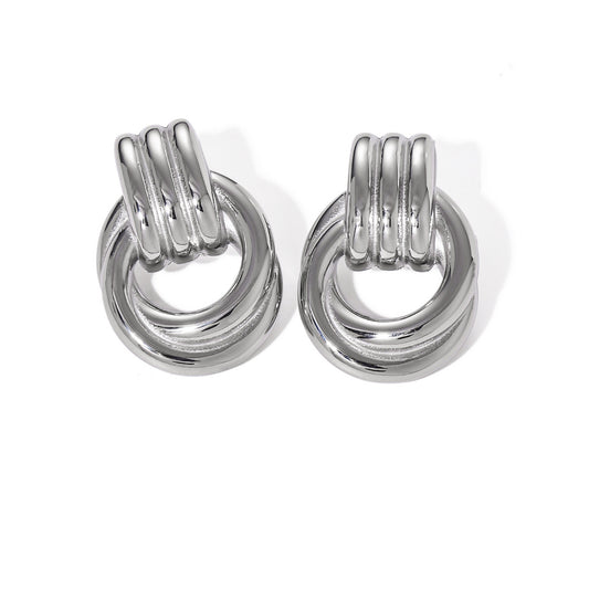 Silver Estella Layered Rope Stud Earrings