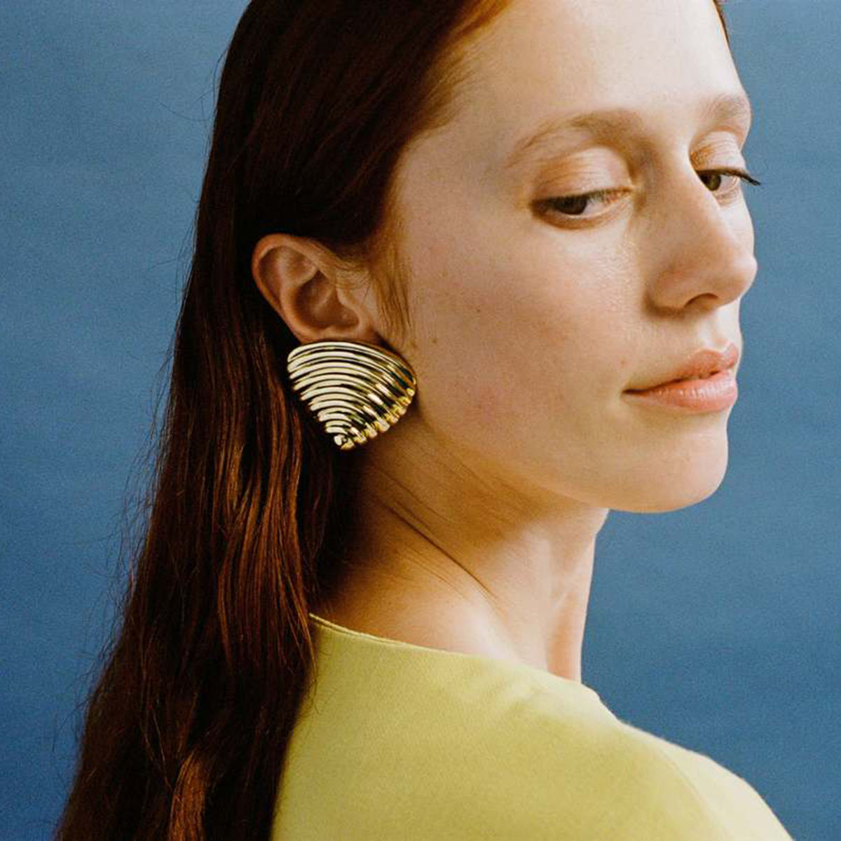 Evelyn Half SeaShell Triangle Stud Earrings