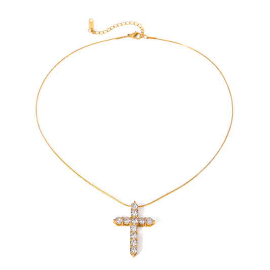 Noemi Cross Necklace with Zircon