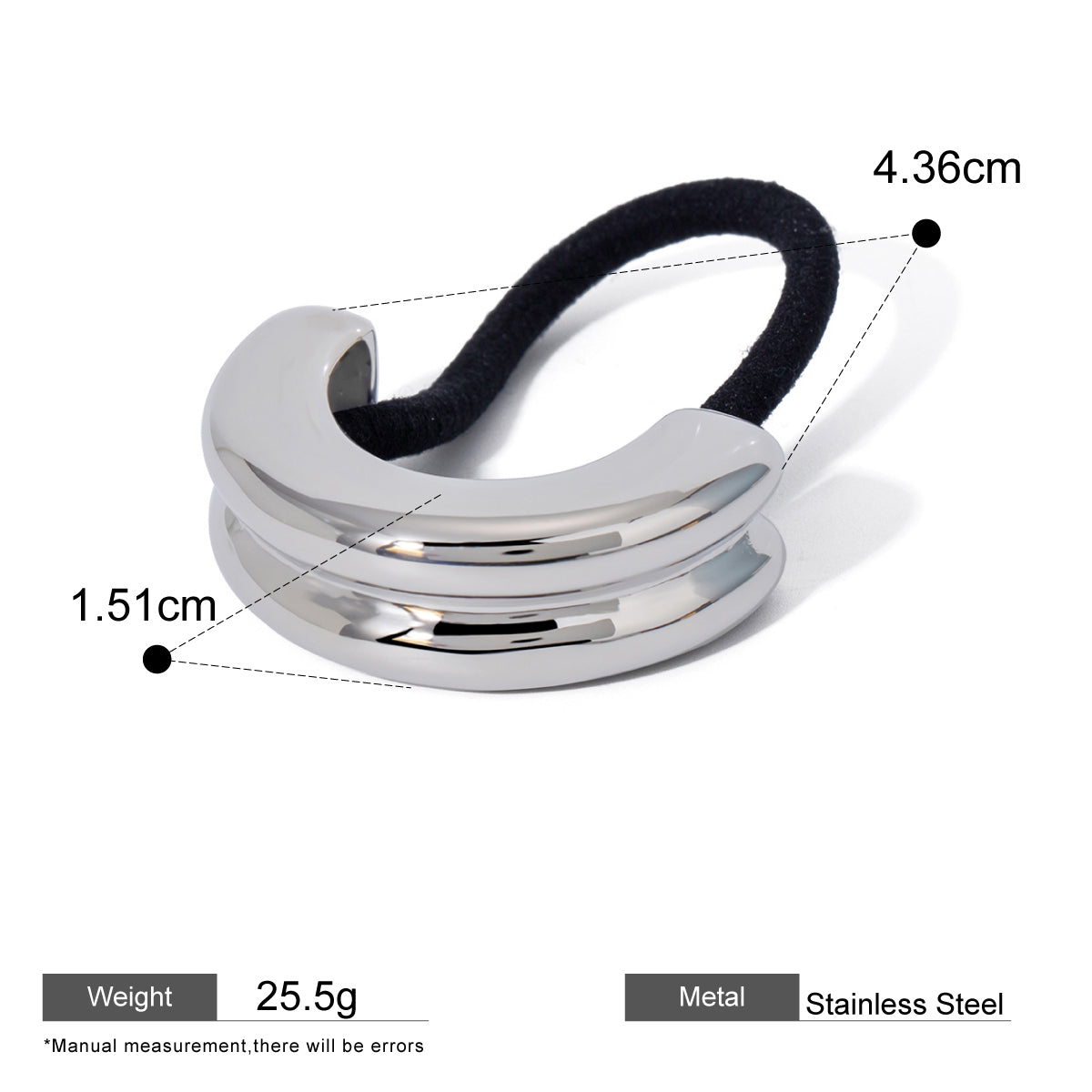Silver Hana Glossy Double Arch Ponytail Hair Band