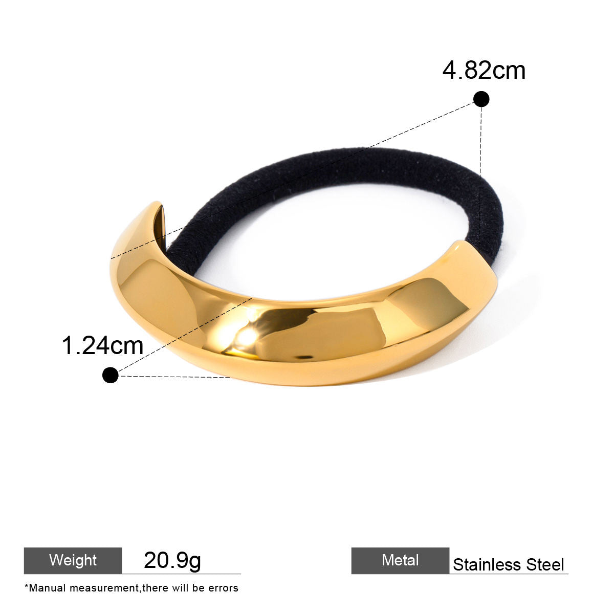 Gold Hilda High Polish Folded Arch Ponytail Hair Band