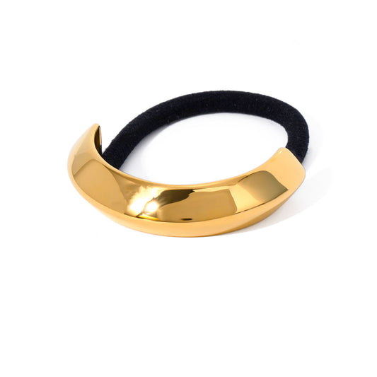 Gold Hilda High Polish Folded Arch Ponytail Hair Band