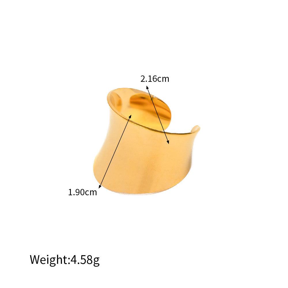 Rebecca 18K Gold Plated Smooth Wide Open Concave Ring