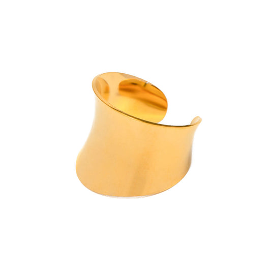 Rebecca 18K Gold Plated Smooth Wide Open Concave Ring