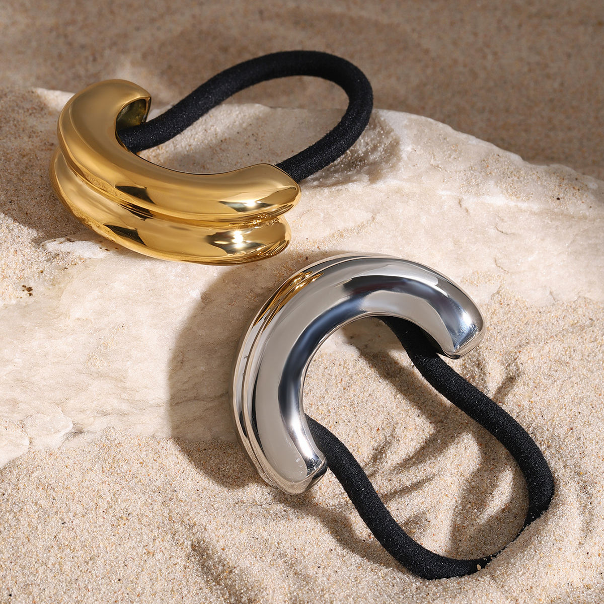 Gold Hana Glossy Double Arch Ponytail Hair Band