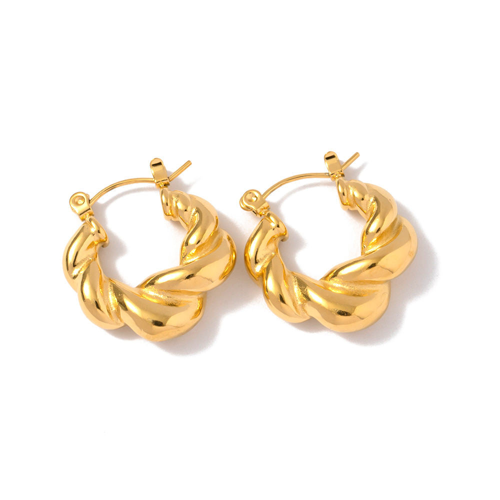 Elena Hoop Earrings (Chunky Round Twisted)
