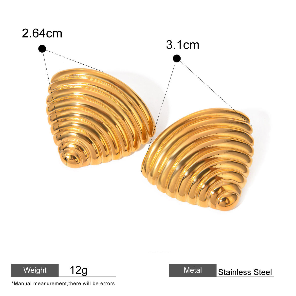 Evelyn Half SeaShell Triangle Stud Earrings