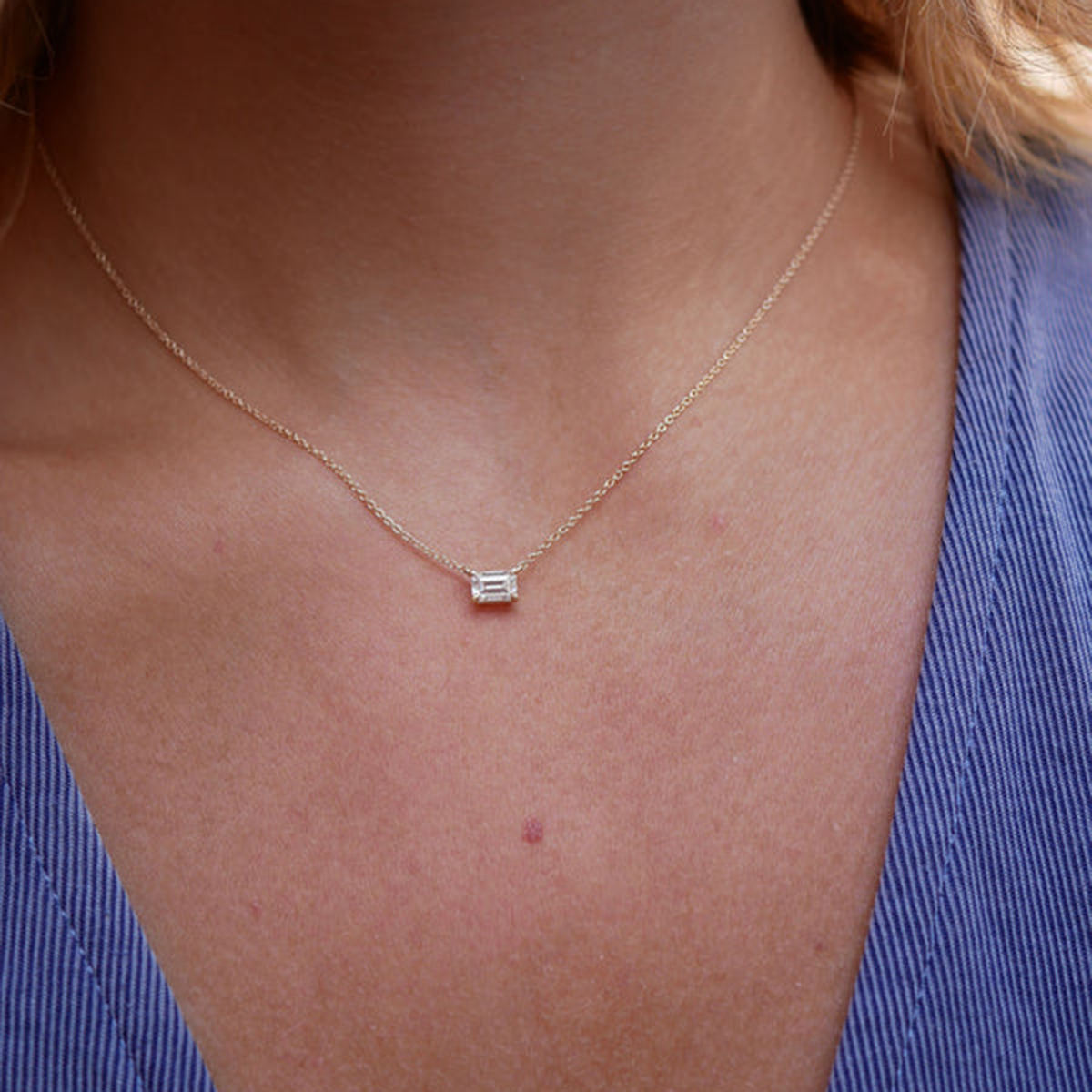 Nelia Rectangle Cubic Zirconia Pendant Necklace