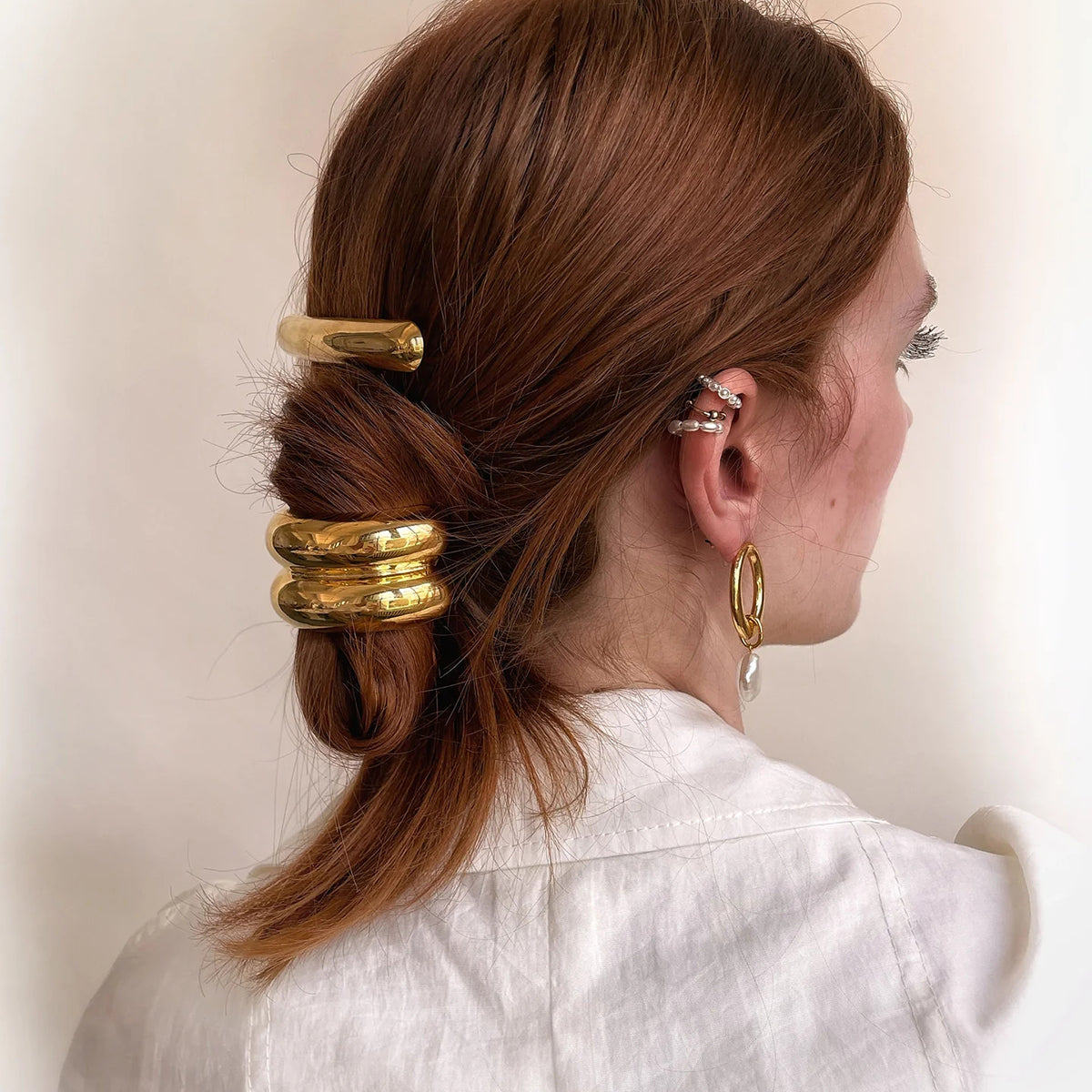 Gold Hana Glossy Double Arch Ponytail Hair Band