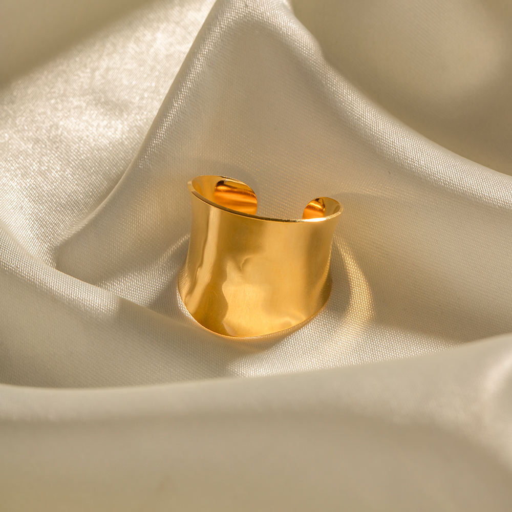 Rebecca 18K Gold Plated Smooth Wide Open Concave Ring