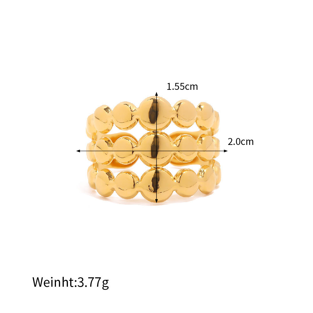 Riza Three Layer Bead Open Ring