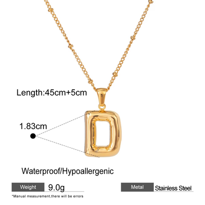 Nadia Letter Pendant Initial Necklace - Balloon Design