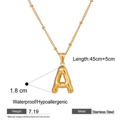 Nadia Letter Pendant Initial Necklace - Balloon Design