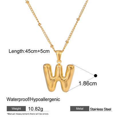 Nadia Letter Pendant Initial Necklace - Balloon Design