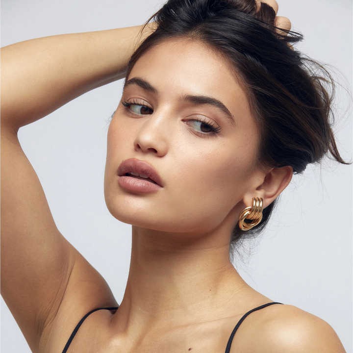 Gold Estella Layered Rope Stud Earrings