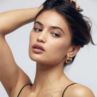 Gold Estella Layered Rope Stud Earrings