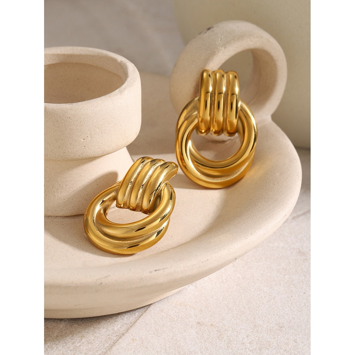 Gold Estella Layered Rope Stud Earrings