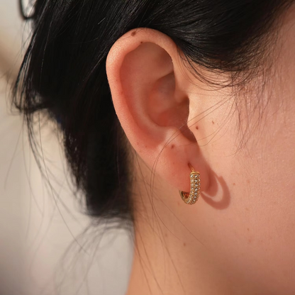Eloisa Pavé Gold Hoop Earrings
