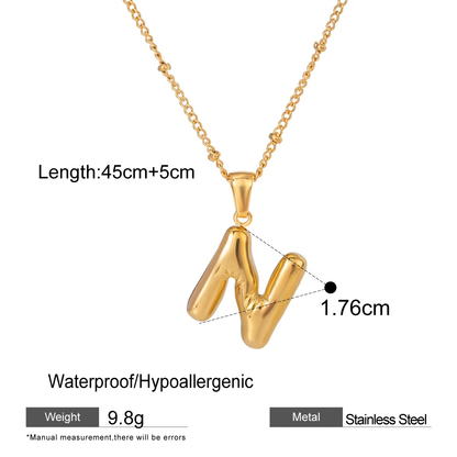 Nadia Letter Pendant Initial Necklace - Balloon Design