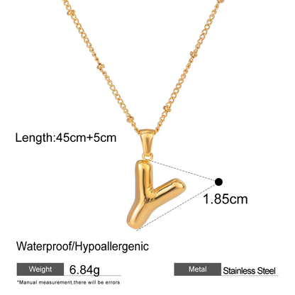 Nadia Letter Pendant Initial Necklace - Balloon Design