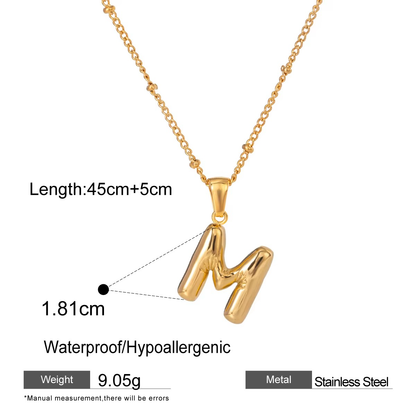 Nadia Letter Pendant Initial Necklace - Balloon Design