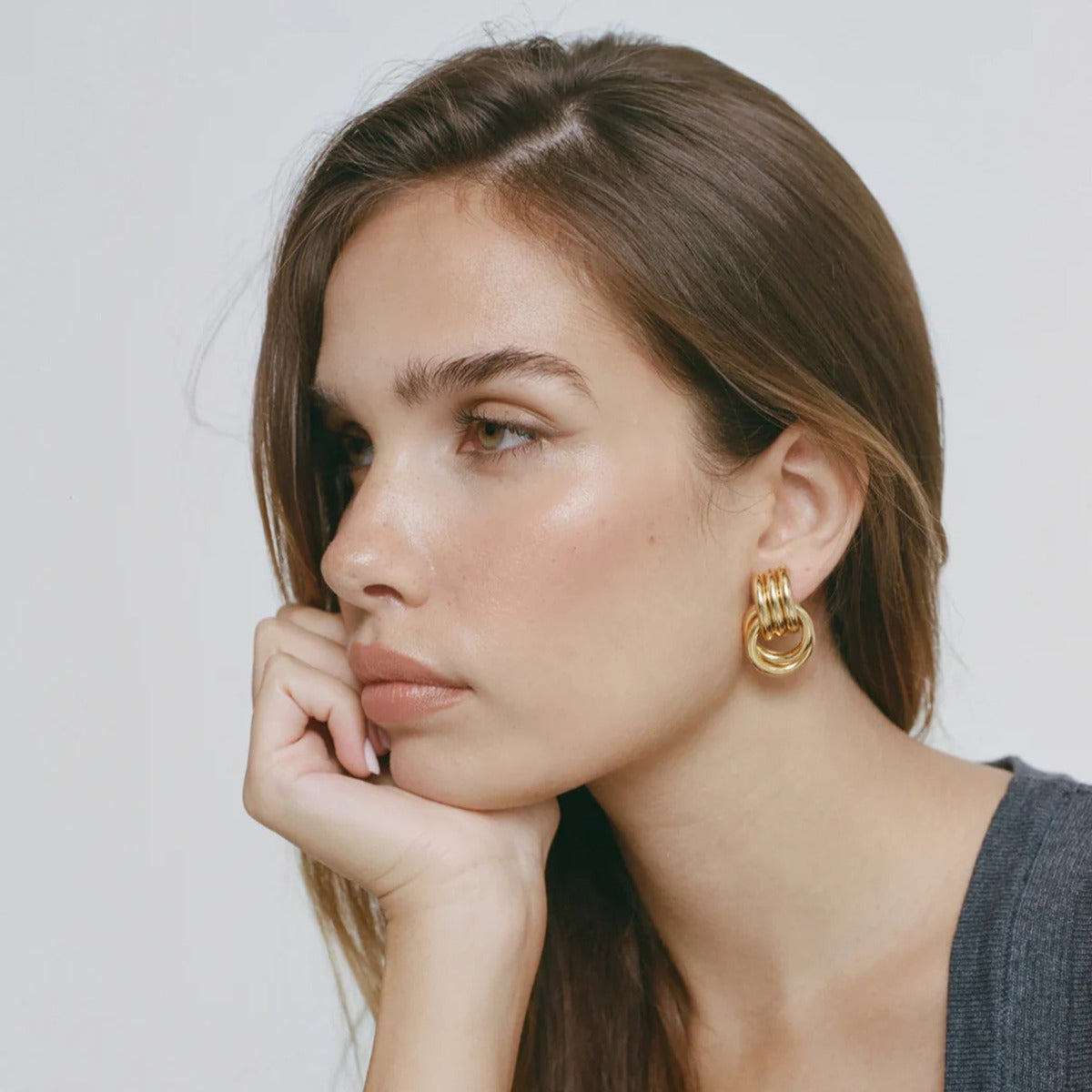 Gold Estella Layered Rope Stud Earrings