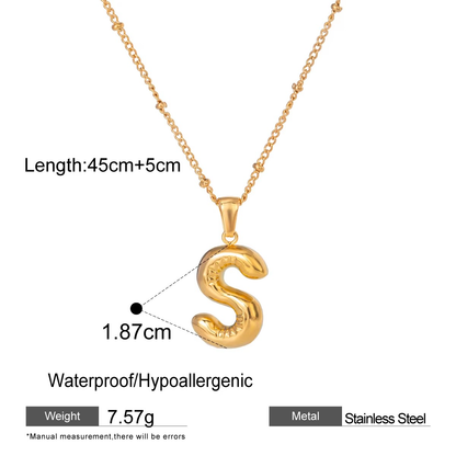 Nadia Letter Pendant Initial Necklace - Balloon Design