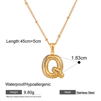Nadia Letter Pendant Initial Necklace - Balloon Design