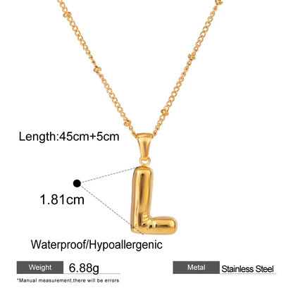 Nadia Letter Pendant Initial Necklace - Balloon Design
