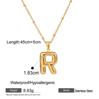 Nadia Letter Pendant Initial Necklace - Balloon Design
