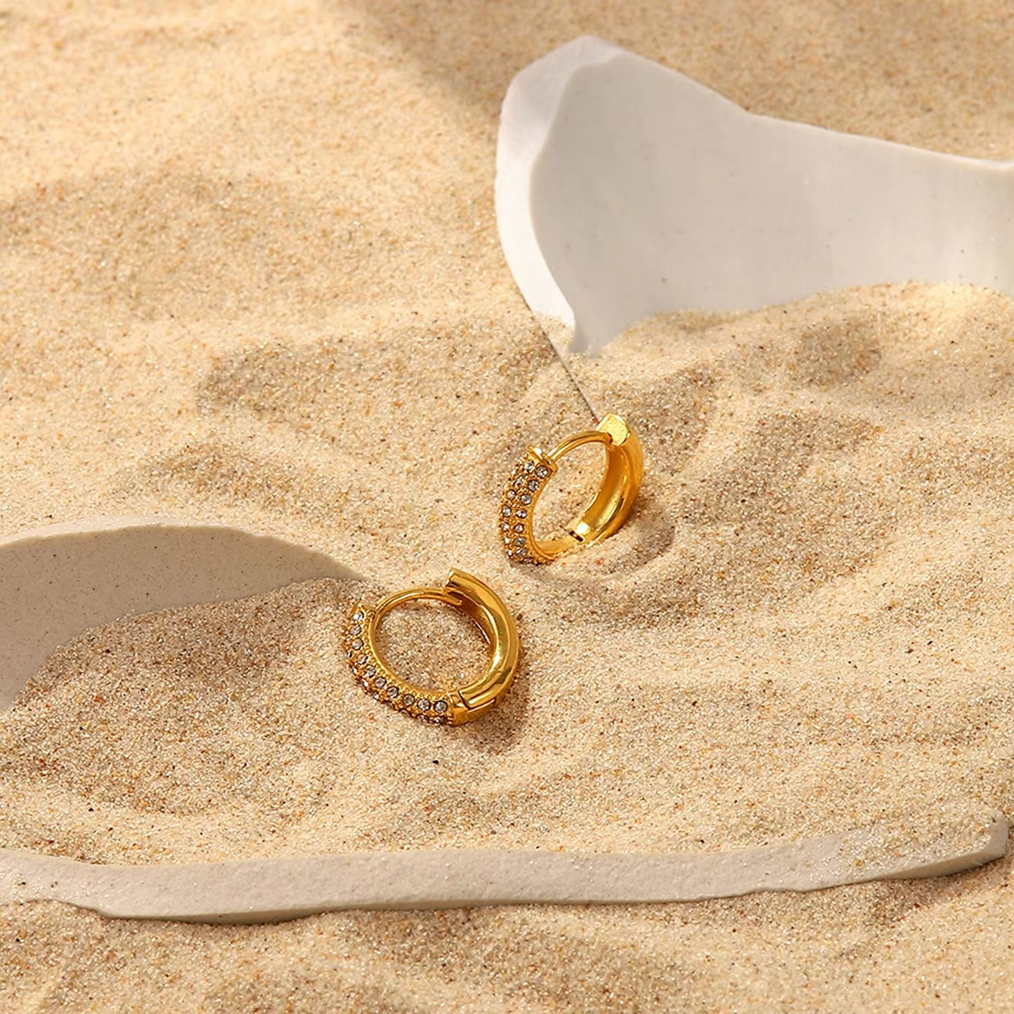 Eloisa Pavé Gold Hoop Earrings