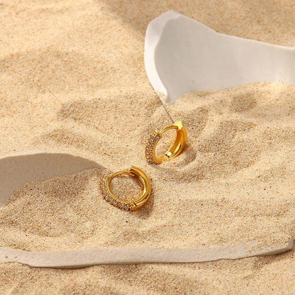 Eloisa Pavé Gold Hoop Earrings