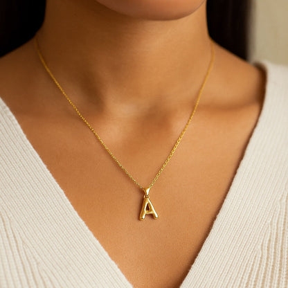 Nadia Letter Pendant Initial Necklace - Balloon Design